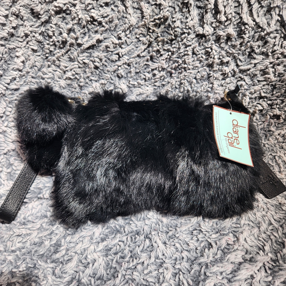 Diane Gail Los Angeles Rabbit Fur Black Clutch